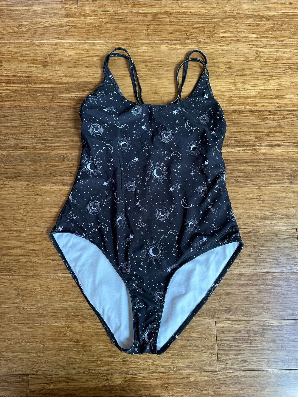 CELESTIAL MOON & STARS Women Large‎ Rave Festival Whimsical One Piece Swimsuit